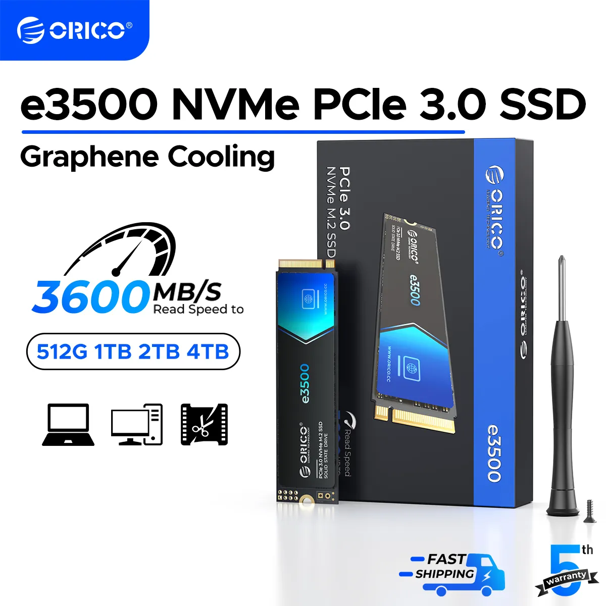 [Com Taxa] Ssd Orico M.2 Nvme 1tb Pcie 3.0 Com Taxa De Leitura De At 3500 Mb/S  2280 Pcie Gen3x4